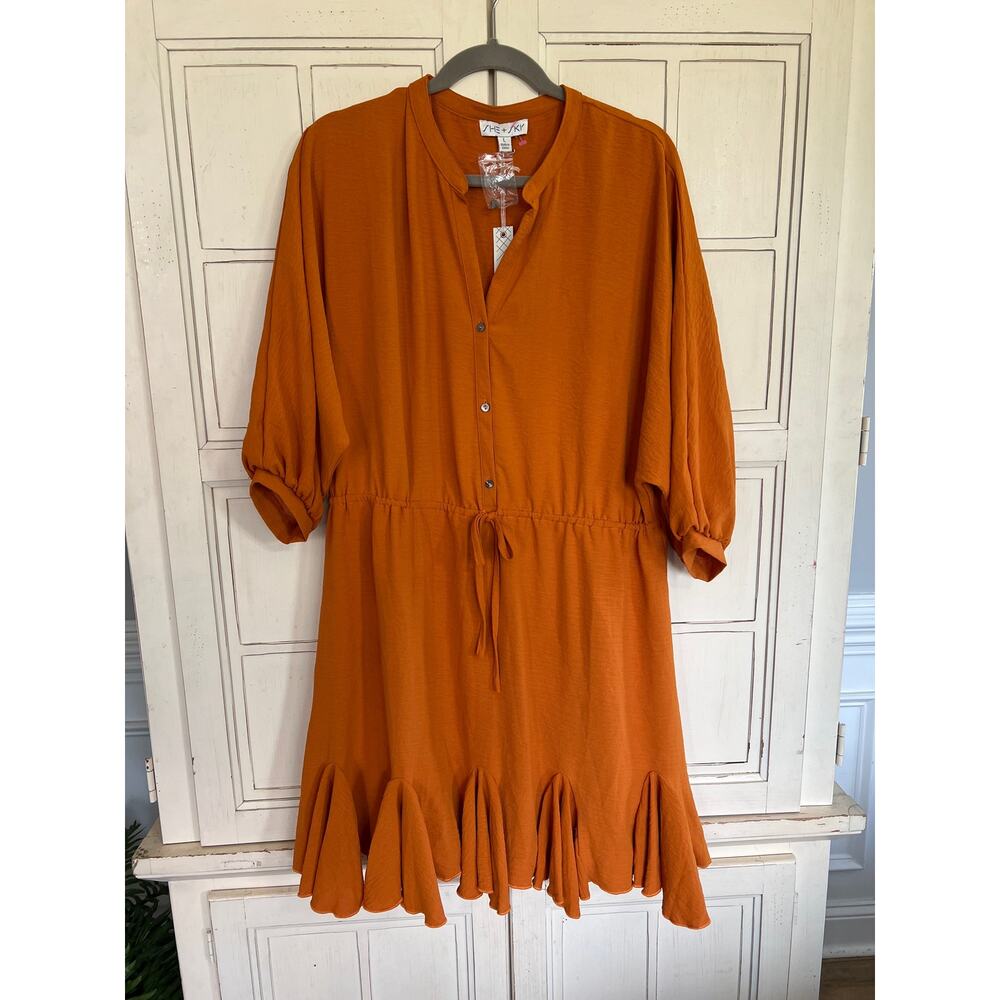 NWT She + Sky size large orange dress